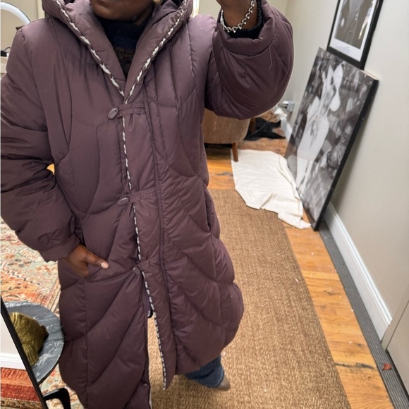 80s featherweights quilted feather puffy long down coat with hood - Picture 11 of 15